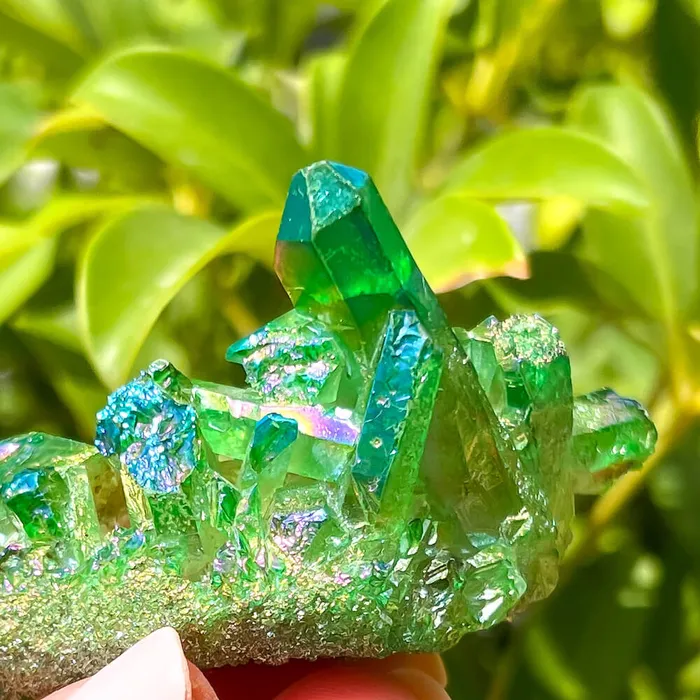 Magic Crystals Dark Deep Green Aura Quartz Crystal Cluster Charm Necklaces