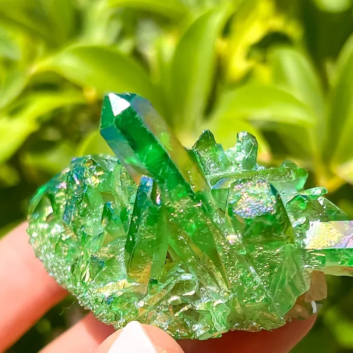 Magic Crystals Dark Deep Green Aura Quartz Crystal Cluster Charm Necklaces