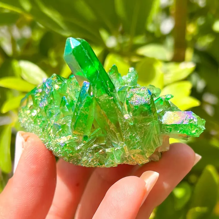 Magic Crystals Dark Deep Green Aura Quartz Crystal Cluster Charm Necklaces
