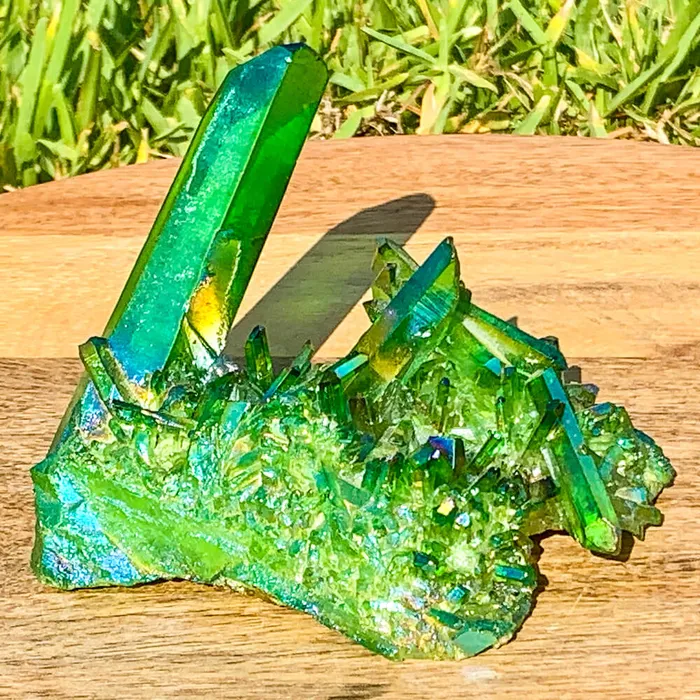 Magic Crystals Dark Deep Green Aura Quartz Crystal Cluster Charm Necklaces