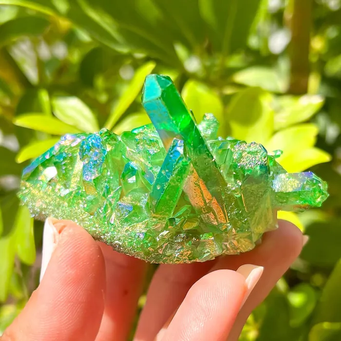 Magic Crystals Dark Deep Green Aura Quartz Crystal Cluster Charm Necklaces
