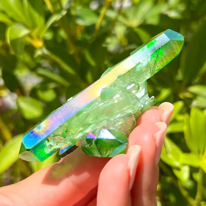 Magic Crystals Dark Deep Green Aura Quartz Crystal Cluster Charm Necklaces