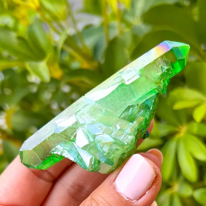 Magic Crystals Dark Deep Green Aura Quartz Crystal Cluster Charm Necklaces