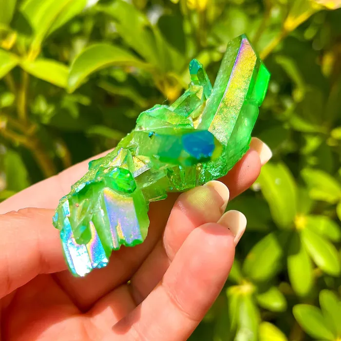 Magic Crystals Dark Deep Green Aura Quartz Crystal Cluster Charm Necklaces