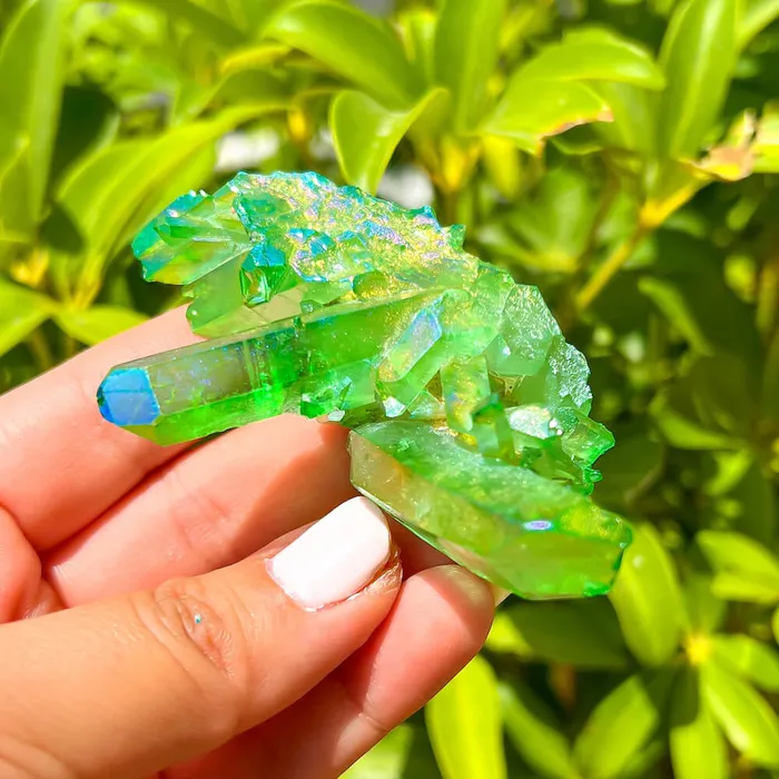 Magic Crystals Dark Deep Green Aura Quartz Crystal Cluster Charm Necklaces