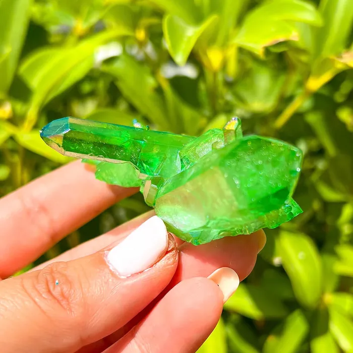 Magic Crystals Dark Deep Green Aura Quartz Crystal Cluster Charm Necklaces