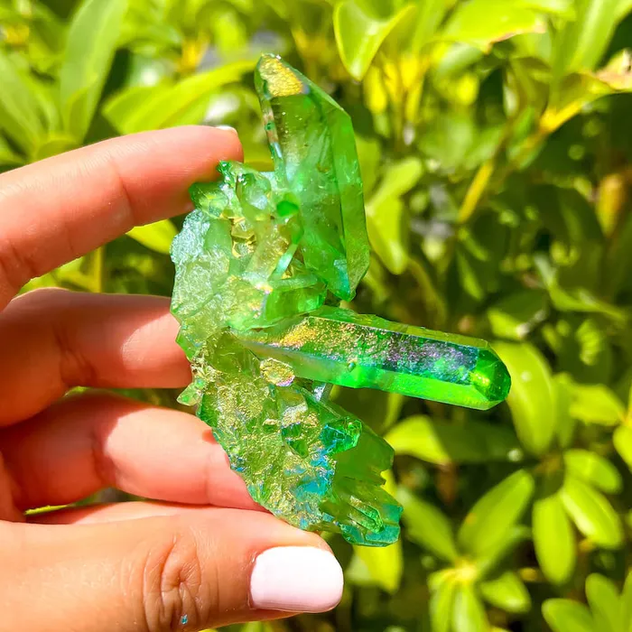 Magic Crystals Dark Deep Green Aura Quartz Crystal Cluster Charm Necklaces