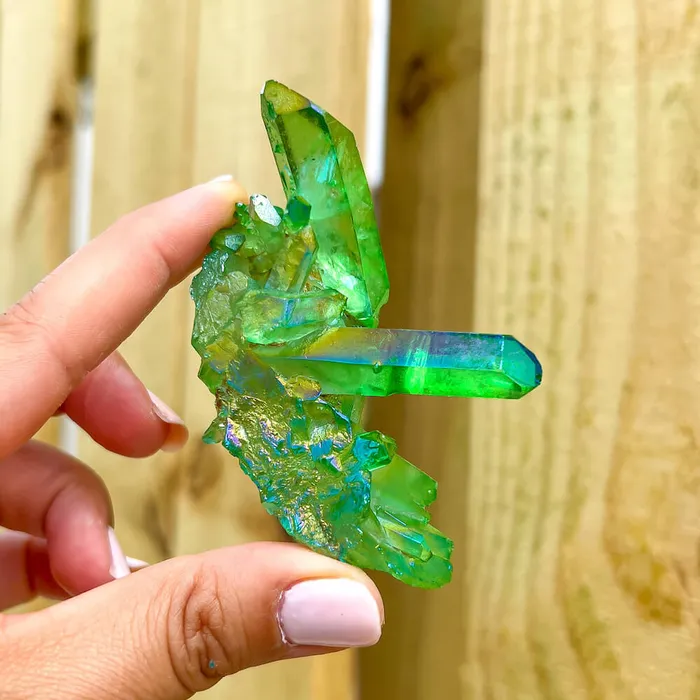 Magic Crystals Dark Deep Green Aura Quartz Crystal Cluster Charm Necklaces