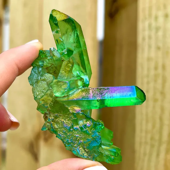 Magic Crystals Dark Deep Green Aura Quartz Crystal Cluster Charm Necklaces