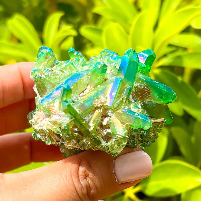Magic Crystals Dark Deep Green Aura Quartz Crystal Cluster Charm Necklaces