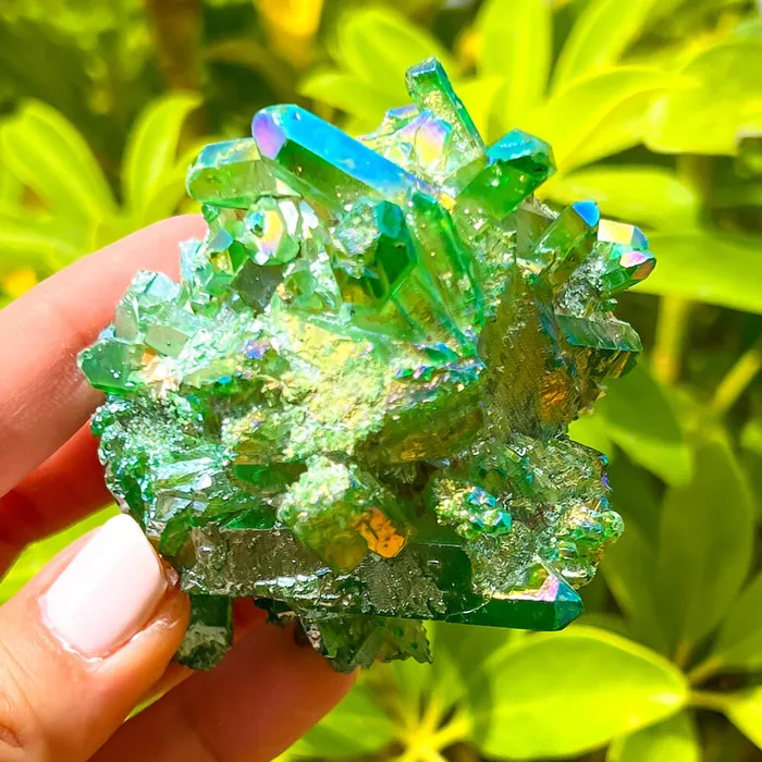 Magic Crystals Dark Deep Green Aura Quartz Crystal Cluster Charm Necklaces