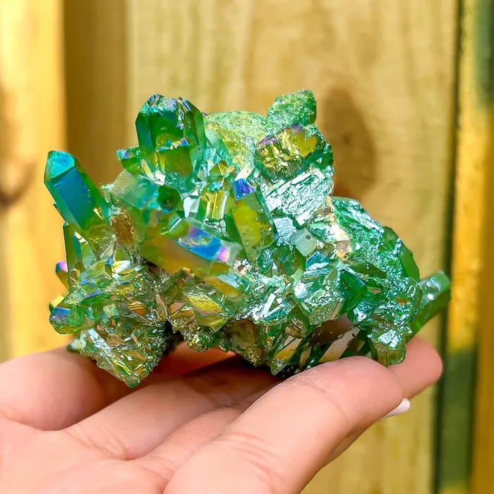 Magic Crystals Dark Deep Green Aura Quartz Crystal Cluster Charm Necklaces