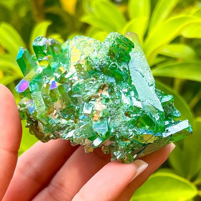 Magic Crystals Dark Deep Green Aura Quartz Crystal Cluster Charm Necklaces