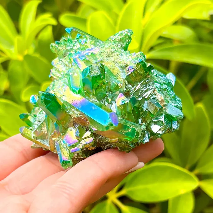 Magic Crystals Dark Deep Green Aura Quartz Crystal Cluster Charm Necklaces