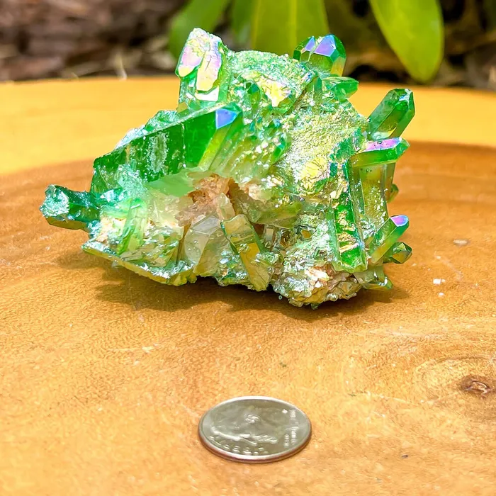 Magic Crystals Dark Deep Green Aura Quartz Crystal Cluster Charm Necklaces