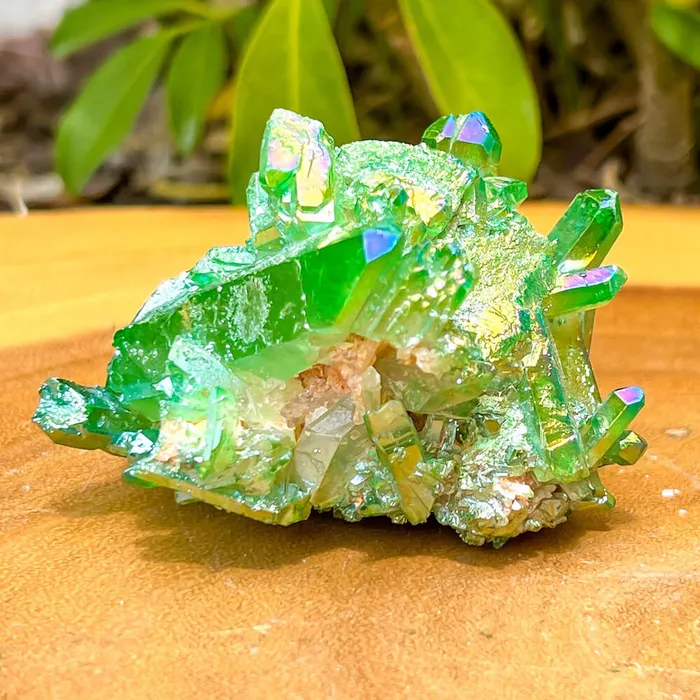 Magic Crystals Dark Deep Green Aura Quartz Crystal Cluster Charm Necklaces
