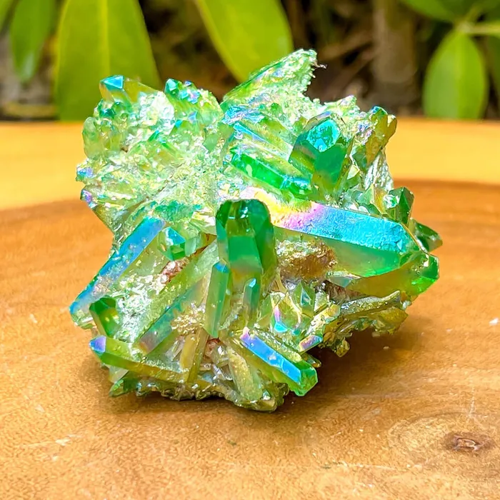 Magic Crystals Dark Deep Green Aura Quartz Crystal Cluster Charm Necklaces