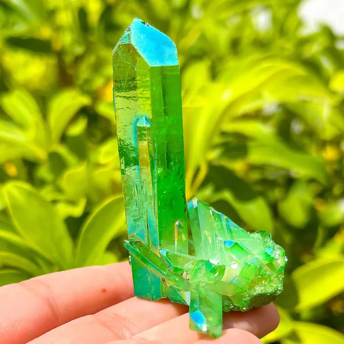 Magic Crystals Dark Deep Green Aura Quartz Crystal Cluster Charm Necklaces