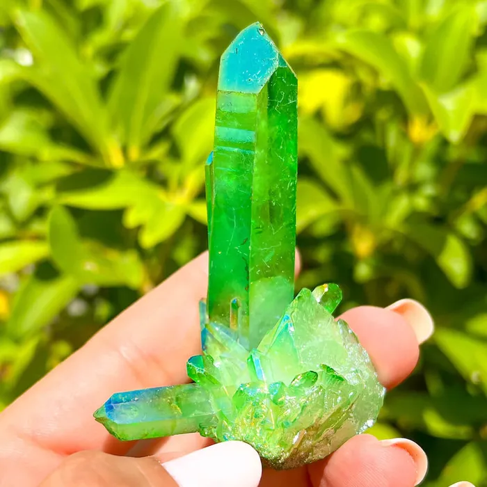 Magic Crystals Dark Deep Green Aura Quartz Crystal Cluster Charm Necklaces