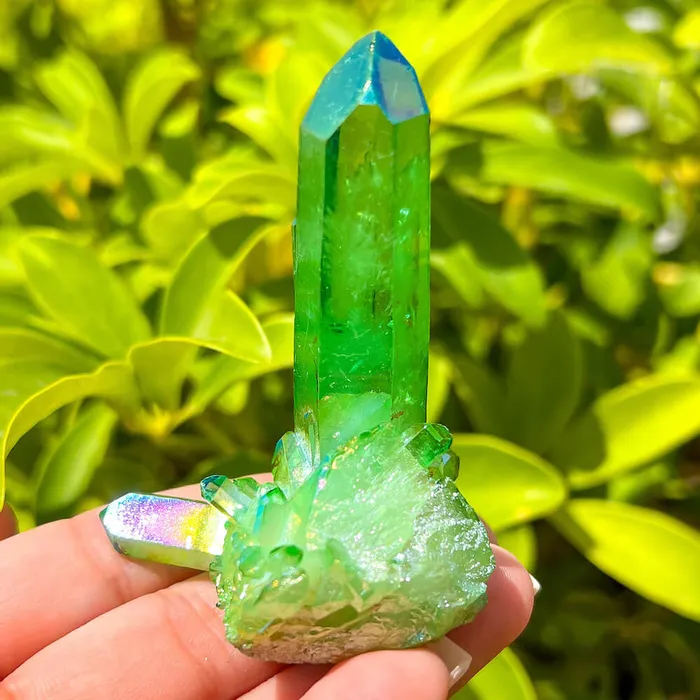 Magic Crystals Dark Deep Green Aura Quartz Crystal Cluster Charm Necklaces