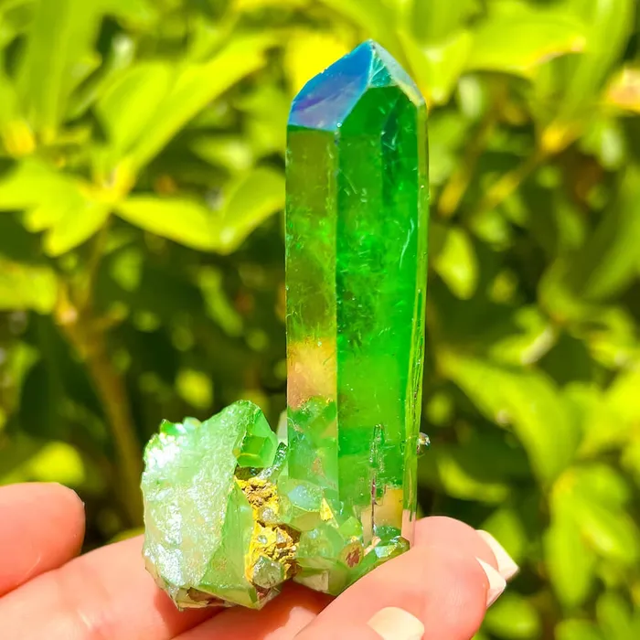 Magic Crystals Dark Deep Green Aura Quartz Crystal Cluster Charm Necklaces