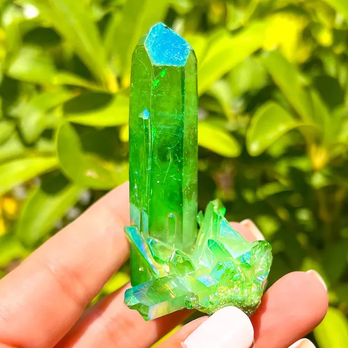 Magic Crystals Dark Deep Green Aura Quartz Crystal Cluster Charm Necklaces