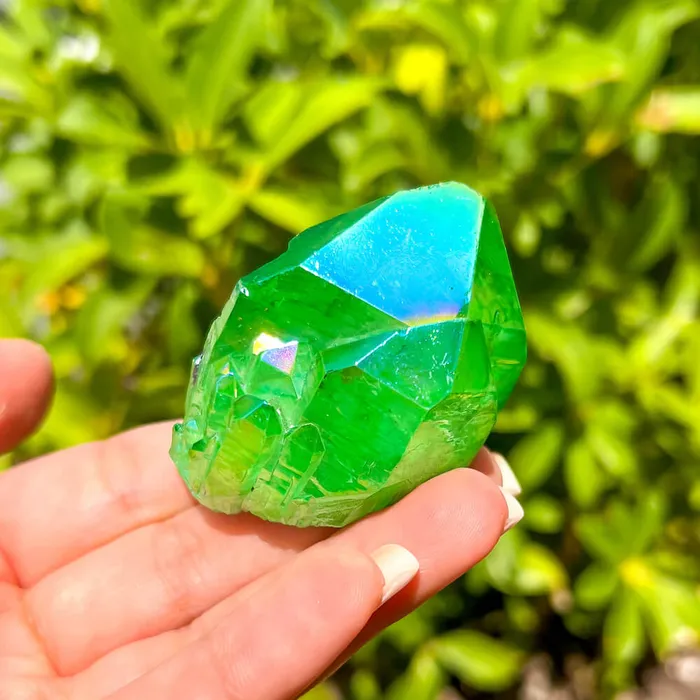Magic Crystals Dark Deep Green Aura Quartz Crystal Cluster Charm Necklaces
