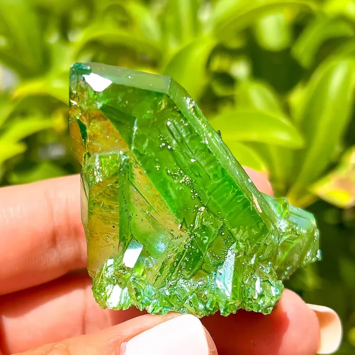 Magic Crystals Dark Deep Green Aura Quartz Crystal Cluster Charm Necklaces