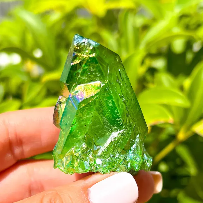 Magic Crystals Dark Deep Green Aura Quartz Crystal Cluster Charm Necklaces