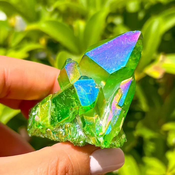 Magic Crystals Dark Deep Green Aura Quartz Crystal Cluster Charm Necklaces