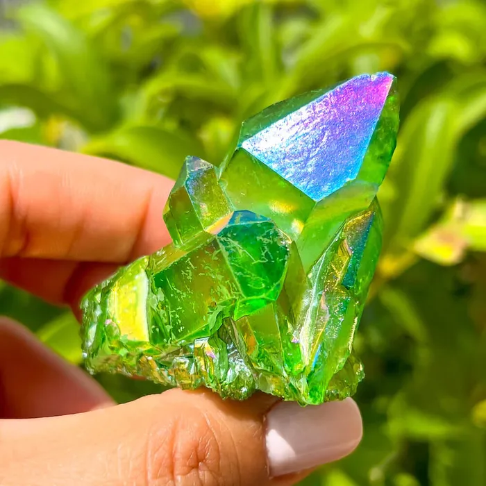 Magic Crystals Dark Deep Green Aura Quartz Crystal Cluster Charm Necklaces