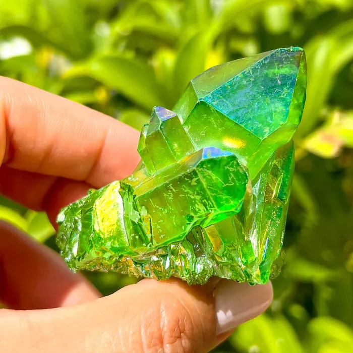 Magic Crystals Dark Deep Green Aura Quartz Crystal Cluster Charm Necklaces