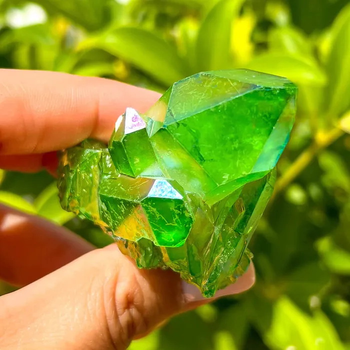 Magic Crystals Dark Deep Green Aura Quartz Crystal Cluster Charm Necklaces