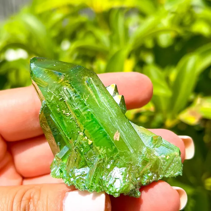 Magic Crystals Dark Deep Green Aura Quartz Crystal Cluster Charm Necklaces